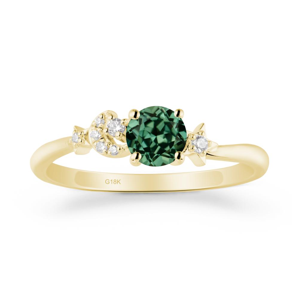 Moon and Pentacle Green Sapphire Ring - LUO Jewelry #metal_18k yellow gold