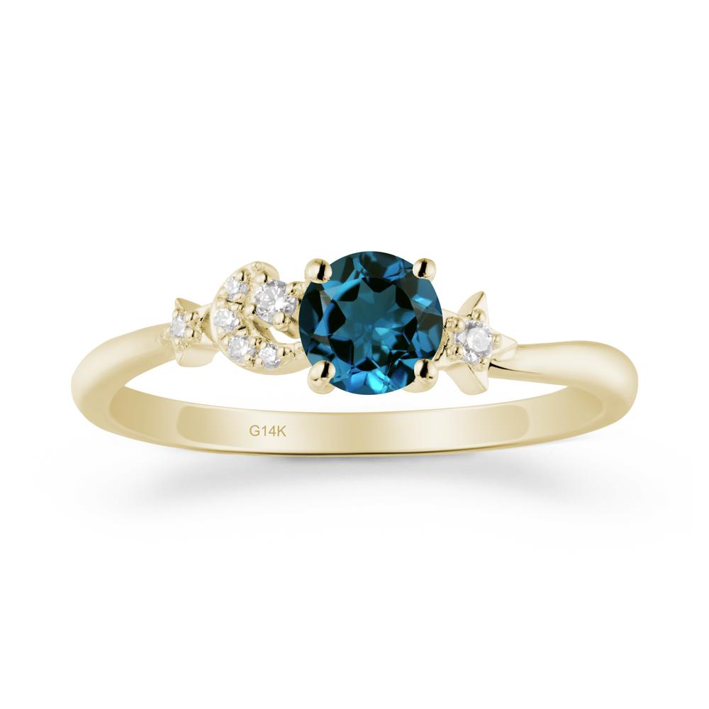 Moon and Pentacle London Blue Topaz Ring - LUO Jewelry #metal_14k yellow gold