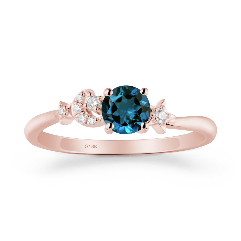 Moon and Pentacle London Blue Topaz Ring - LUO Jewelry #metal_18k rose gold