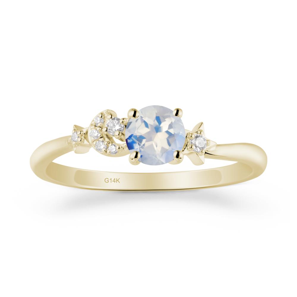 Moon and Pentacle Moonstone Ring - LUO Jewelry #metal_14k yellow gold