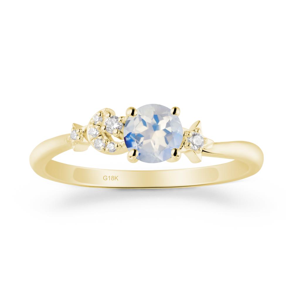 Moon and Pentacle Moonstone Ring - LUO Jewelry #metal_18k yellow gold