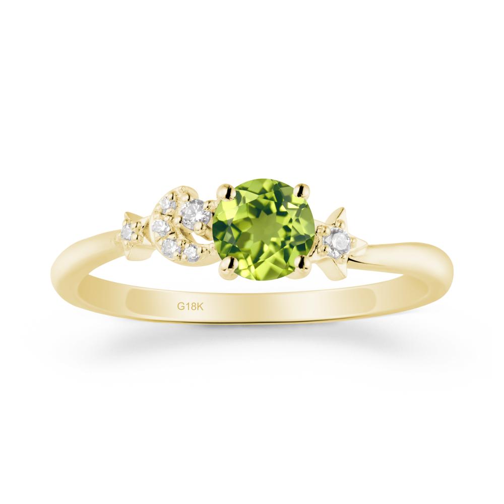 Moon and Pentacle Peridot Ring - LUO Jewelry #metal_18k yellow gold