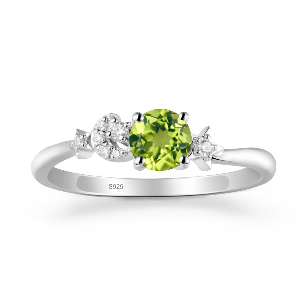 Moon and Pentacle Peridot Ring - LUO Jewelry #metal_sterling silver