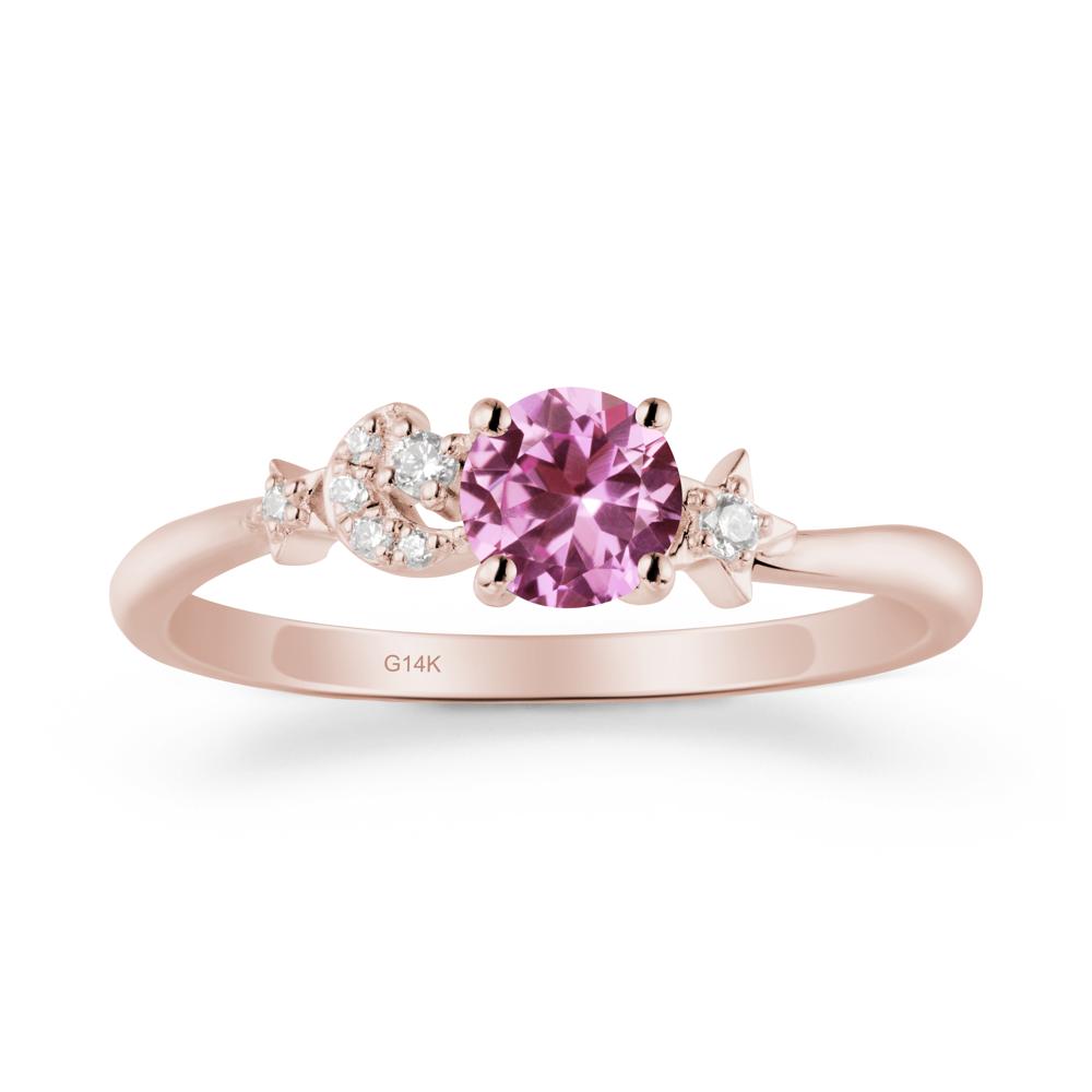 Moon and Pentacle Pink Sapphire Ring - LUO Jewelry #metal_14k rose gold