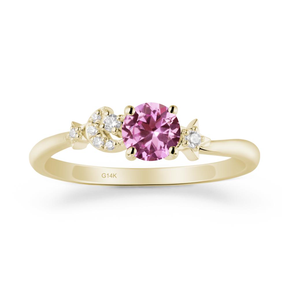 Moon and Pentacle Pink Sapphire Ring - LUO Jewelry #metal_14k yellow gold