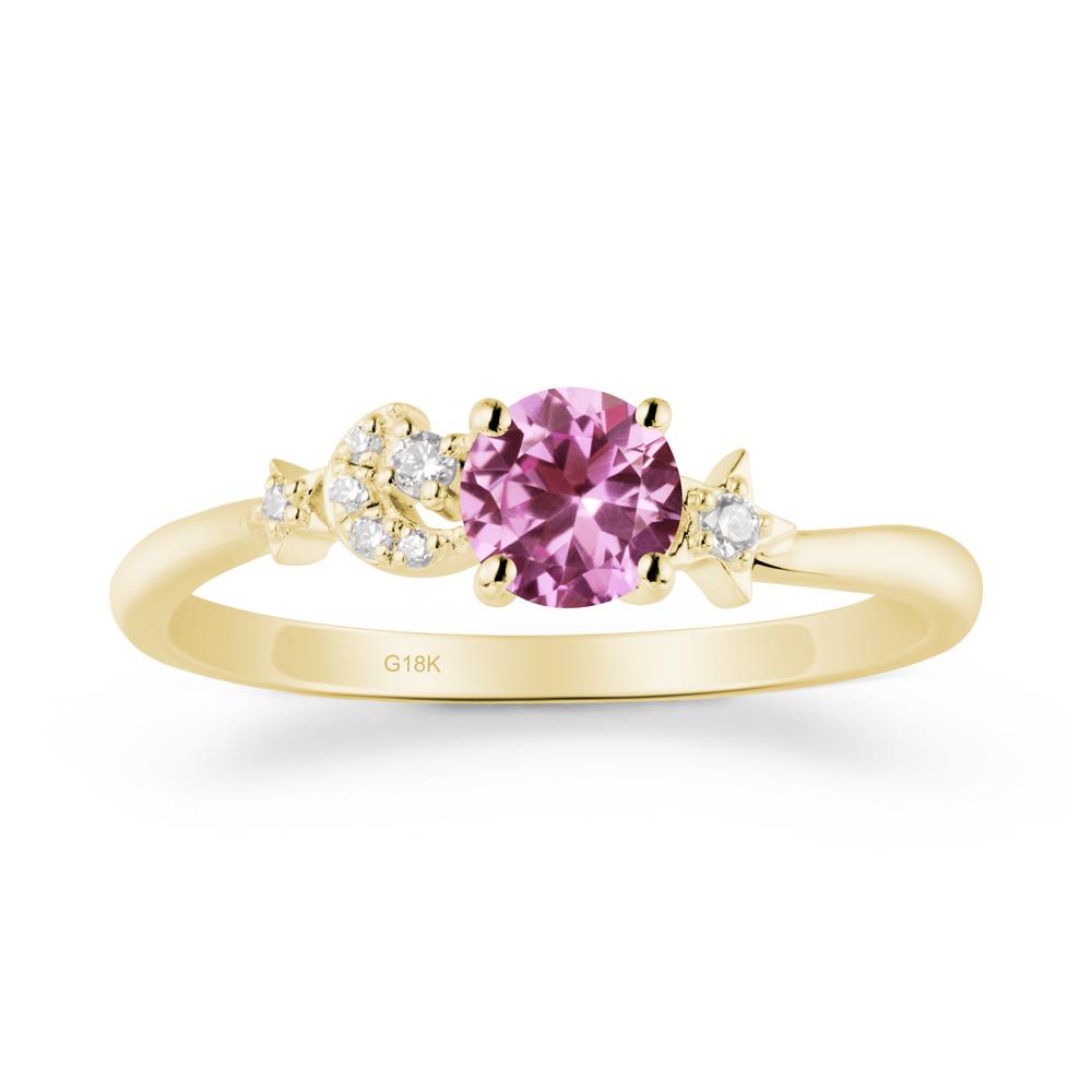 Moon and Pentacle Pink Sapphire Ring - LUO Jewelry #metal_18k yellow gold