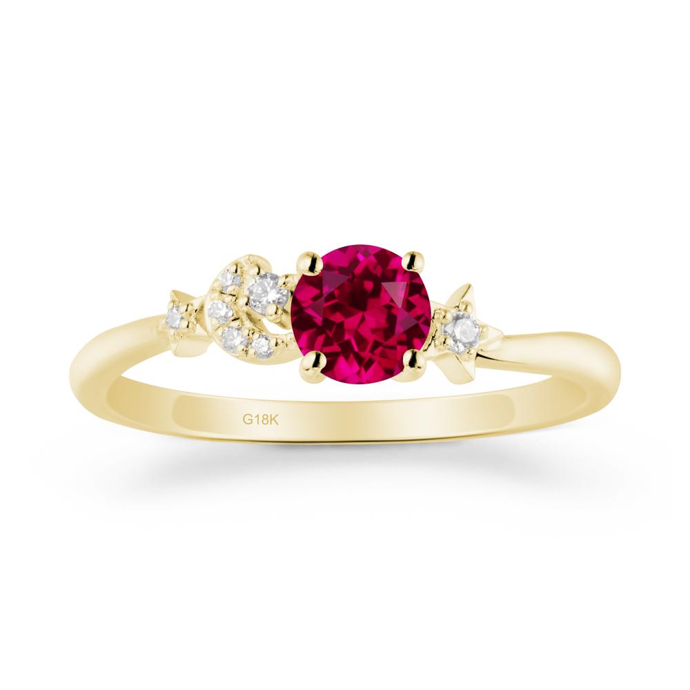 Moon and Pentacle Ruby Ring - LUO Jewelry #metal_18k yellow gold