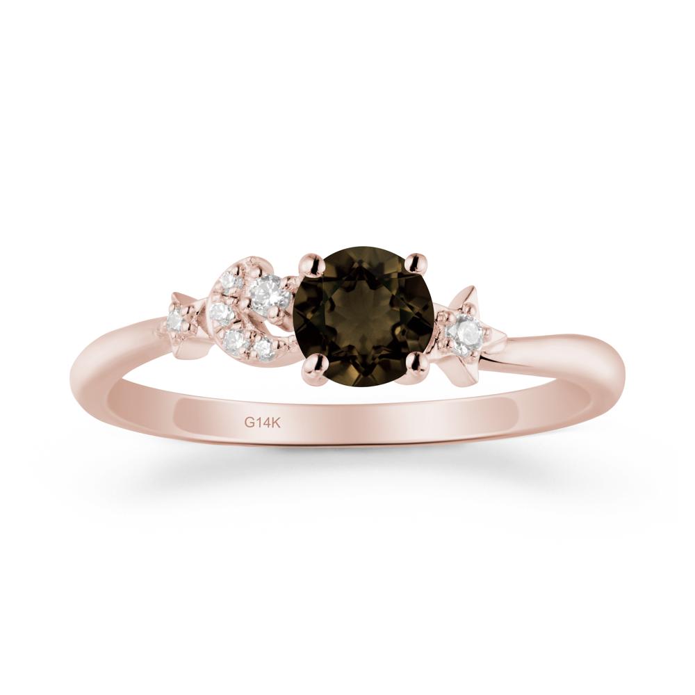Moon and Pentacle Smoky Quartz Ring - LUO Jewelry #metal_14k rose gold