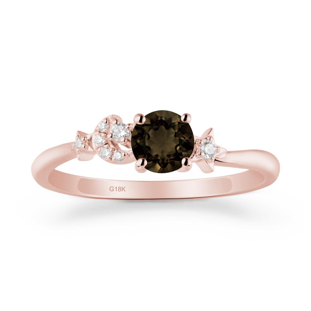 Moon and Pentacle Smoky Quartz Ring - LUO Jewelry #metal_18k rose gold