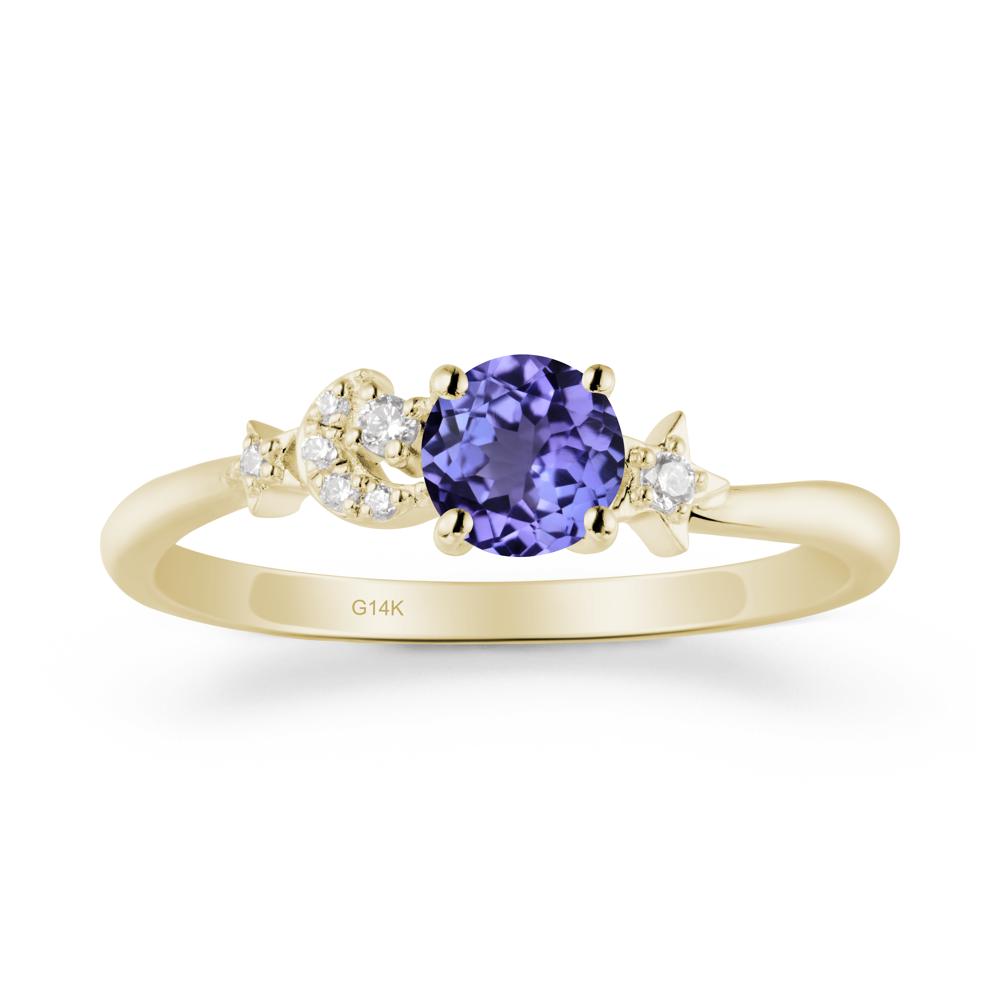 Moon and Pentacle Tanzanite Ring - LUO Jewelry #metal_14k yellow gold