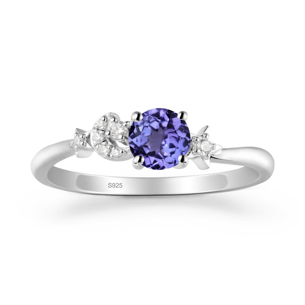 Moon and Pentacle Tanzanite Ring - LUO Jewelry #metal_sterling silver
