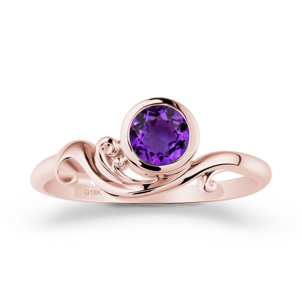 Amethyst Ring with Bezel Setting - LUO Jewelry #metal_18k rose gold