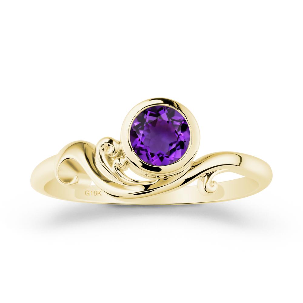 Amethyst Ring with Bezel Setting - LUO Jewelry #metal_18k yellow gold