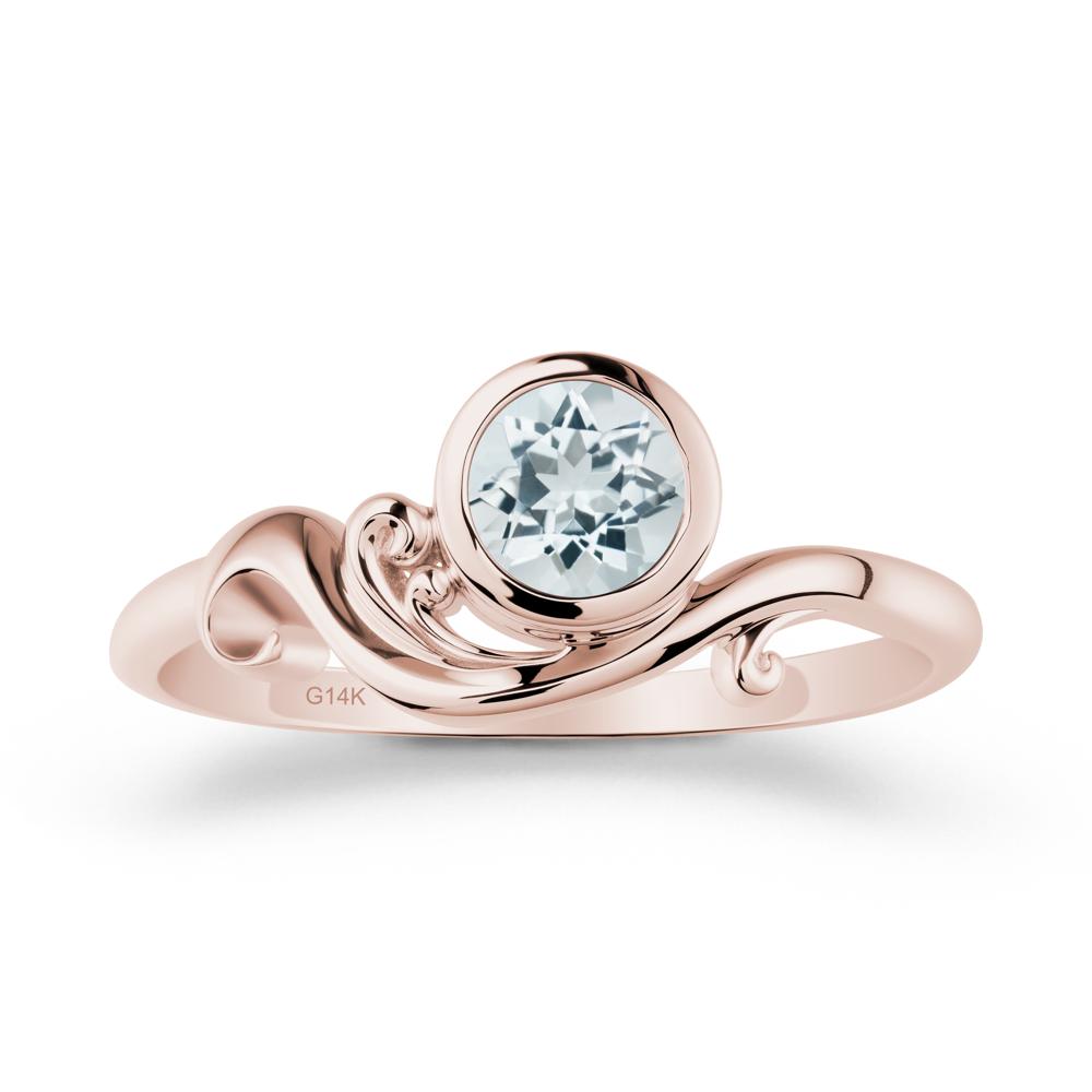 Unique Aquamarine Wave Ring - LUO Jewelry #metal_14k rose gold