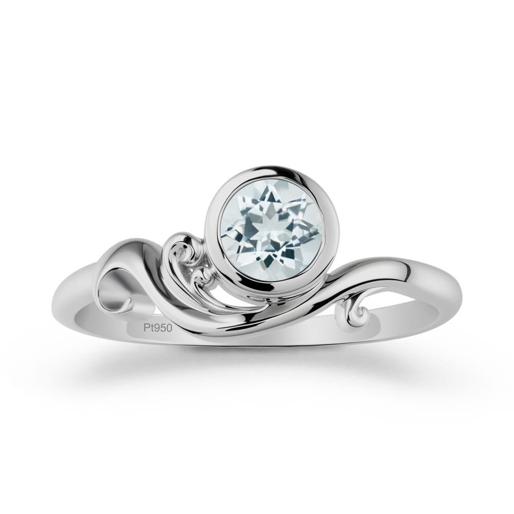 Unique Aquamarine Wave Ring - LUO Jewelry #metal_platinum