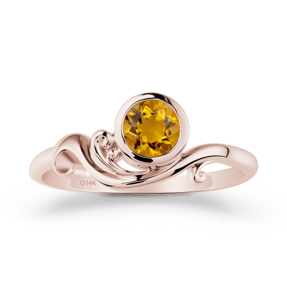 Citrine Ring with Bezel Setting - LUO Jewelry #metal_14k rose gold
