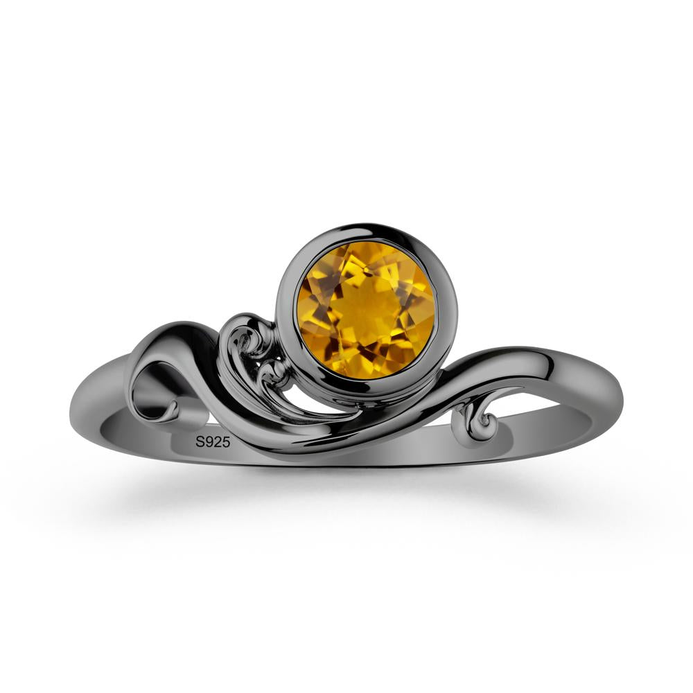 Citrine Ring with Bezel Setting - LUO Jewelry #metal_black finish sterling silver