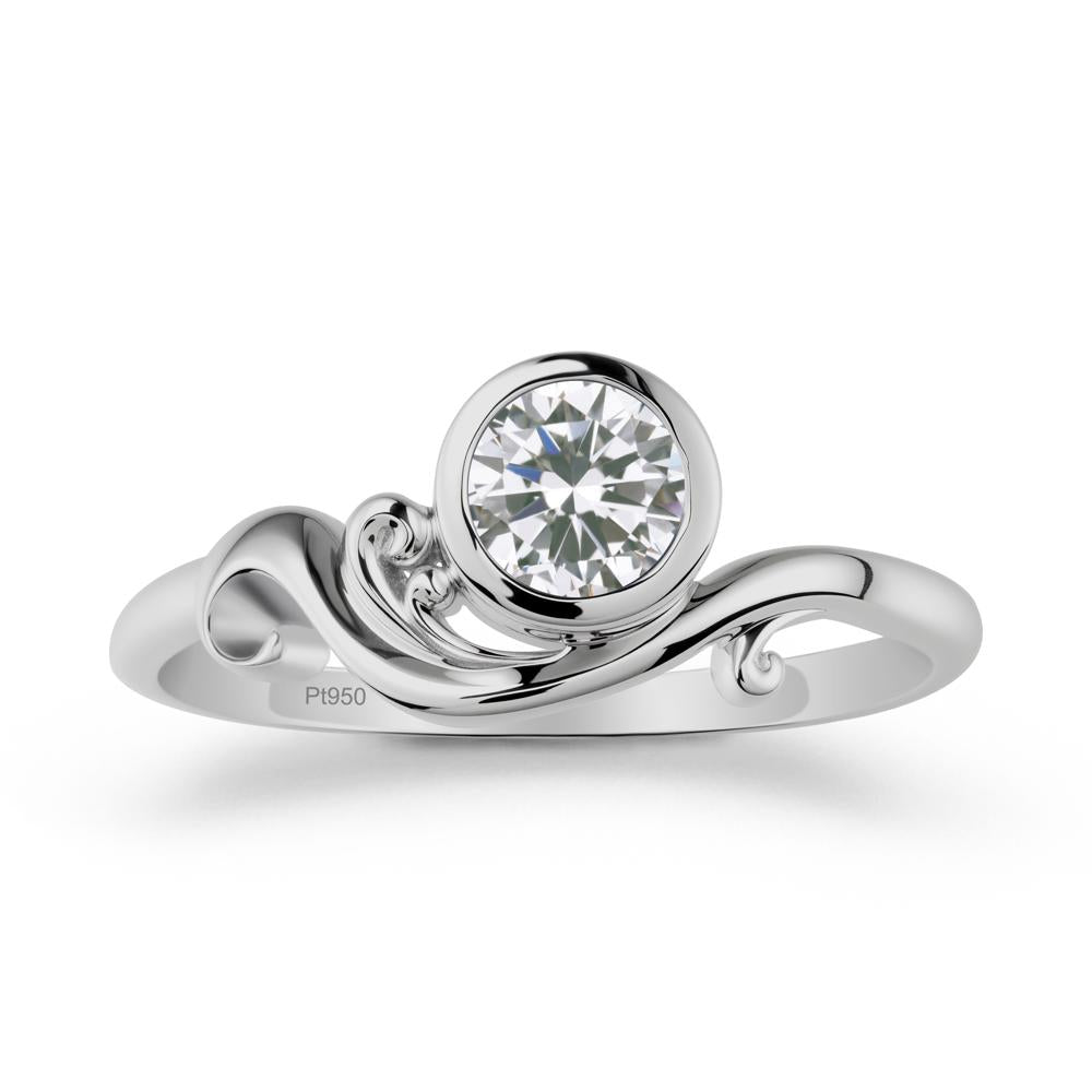 Unique Cubic Zirconia Wave Ring - LUO Jewelry #metal_platinum