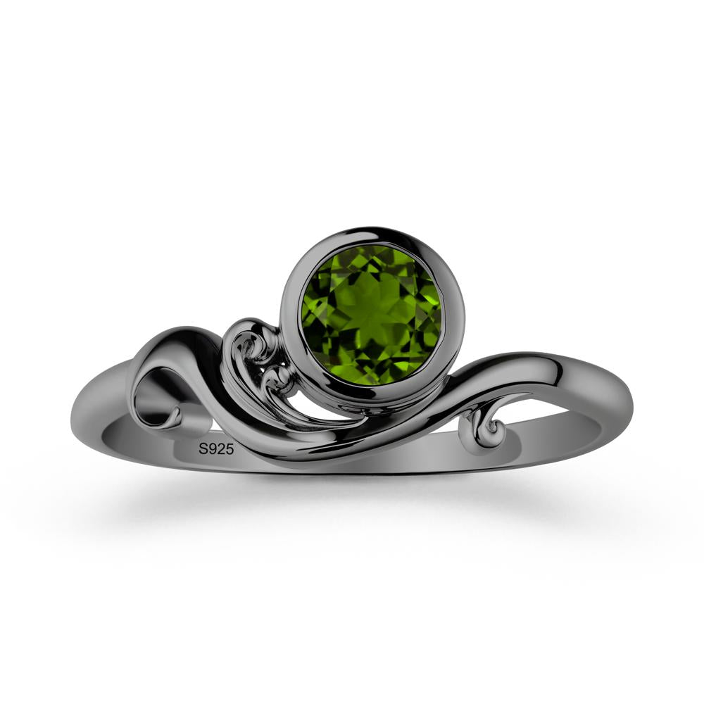 Diopside Ring with Bezel Setting - LUO Jewelry #metal_black finish sterling silver