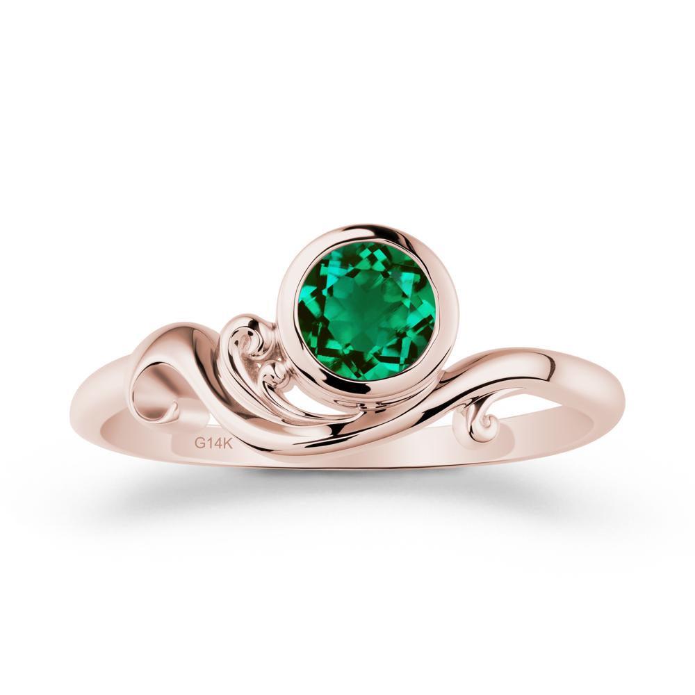 Unique Emerald Wave Ring - LUO Jewelry #metal_14k rose gold