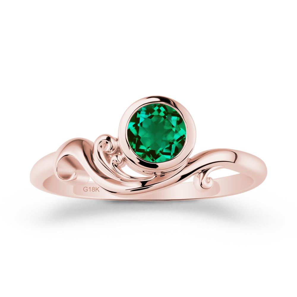 Unique Emerald Wave Ring - LUO Jewelry #metal_18k rose gold