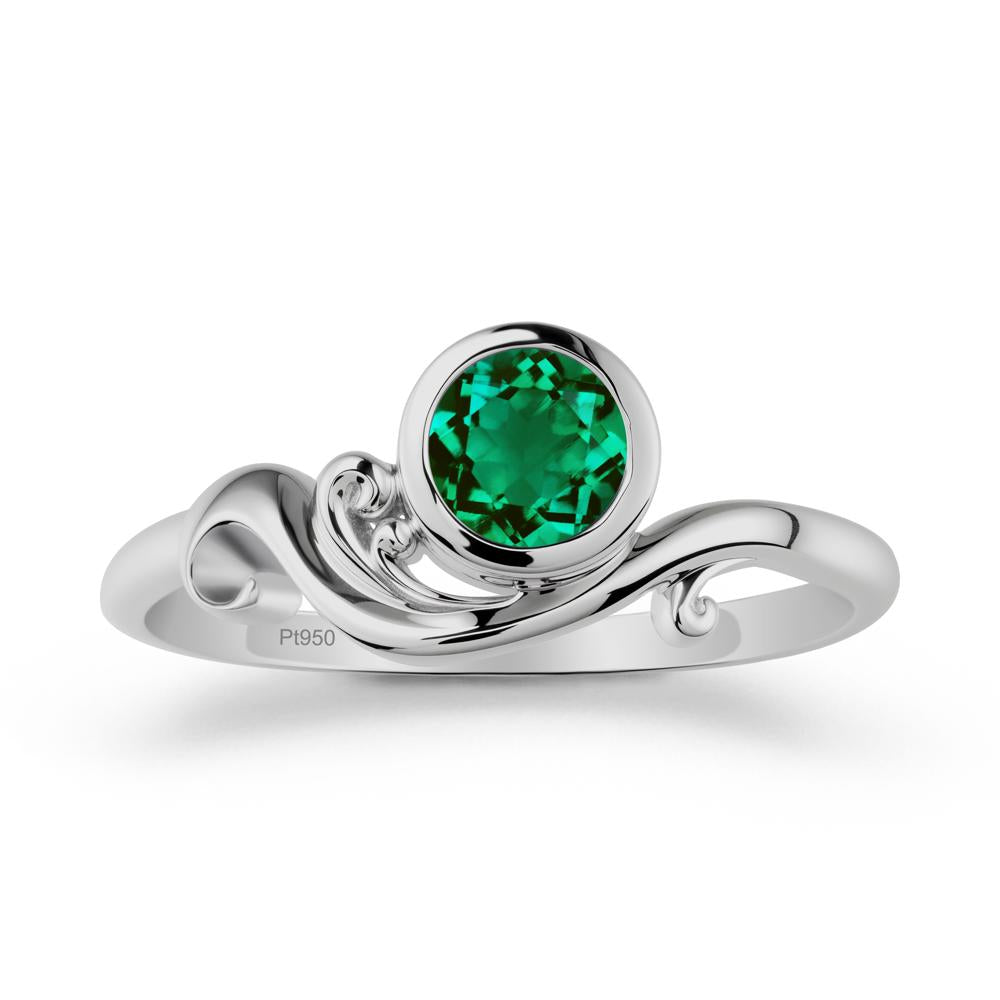 Unique Emerald Wave Ring - LUO Jewelry #metal_platinum