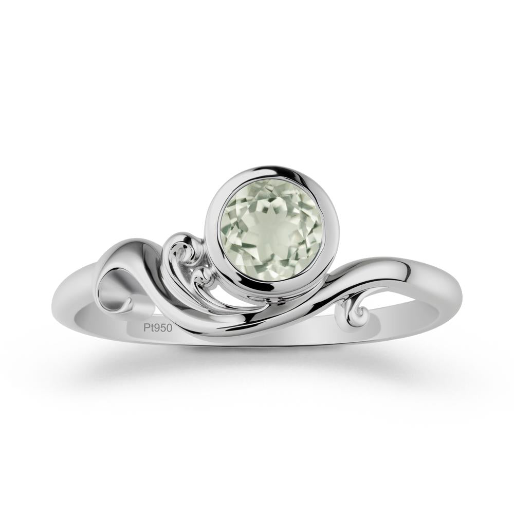 Green Amethyst Ring with Bezel Setting - LUO Jewelry #metal_platinum