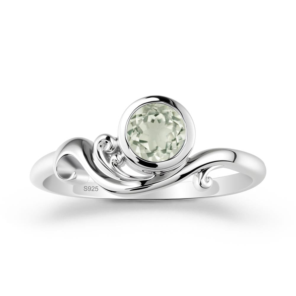 Green Amethyst Ring with Bezel Setting - LUO Jewelry #metal_sterling silver