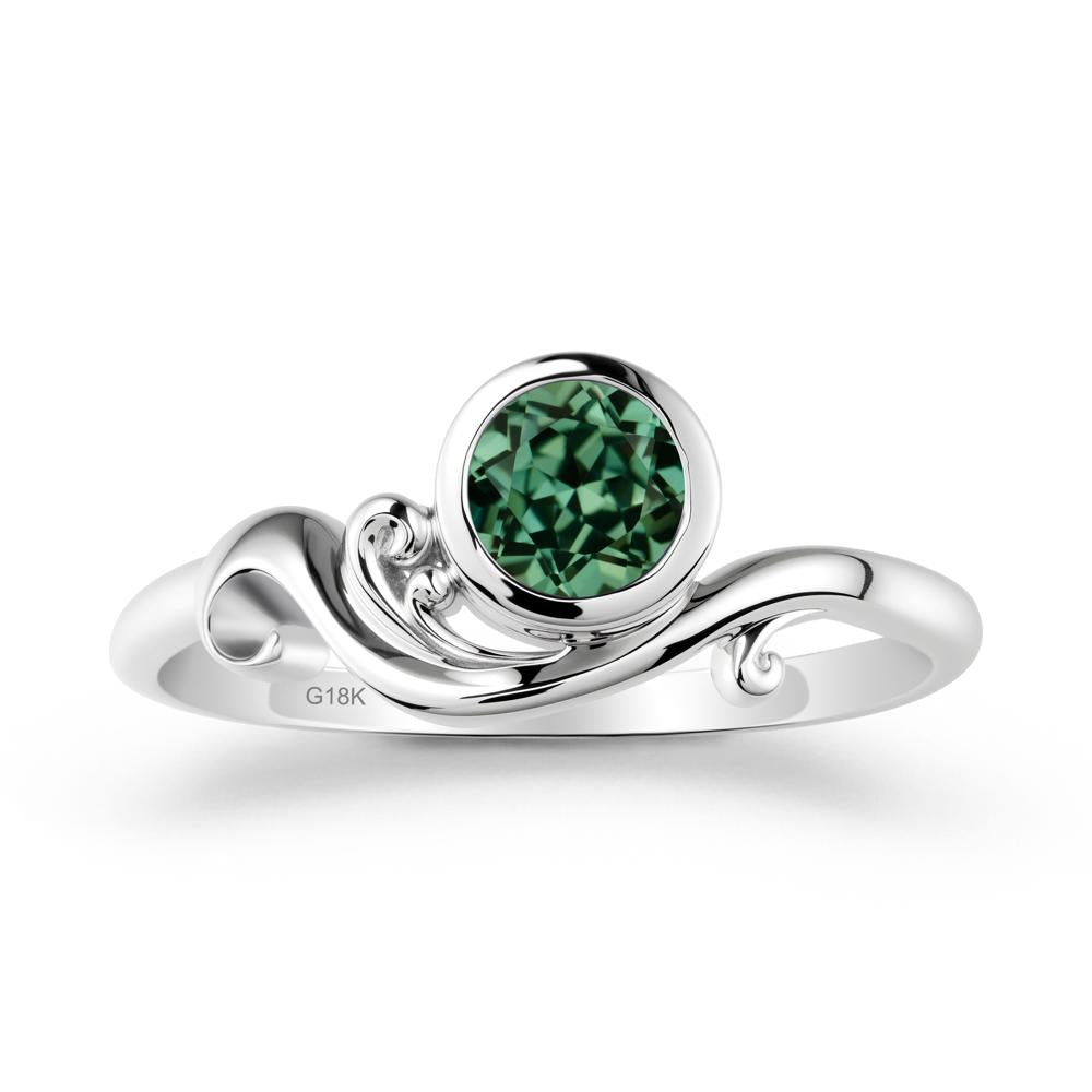 Unique Green Sapphire Wave Ring - LUO Jewelry #metal_18k white gold