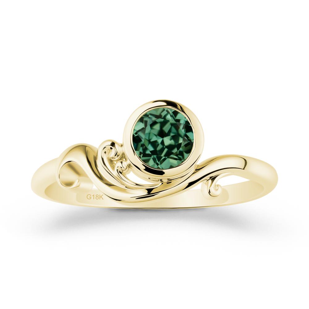 Unique Green Sapphire Wave Ring - LUO Jewelry #metal_18k yellow gold