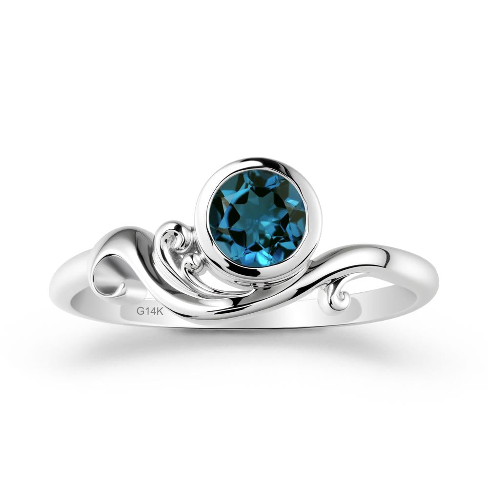 London Blue Topaz Ring with Bezel Setting - LUO Jewelry #metal_14k white gold