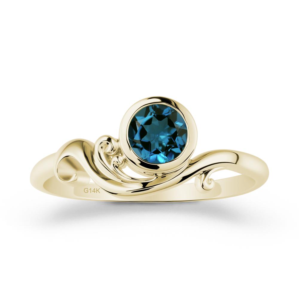 London Blue Topaz Ring with Bezel Setting - LUO Jewelry #metal_14k yellow gold