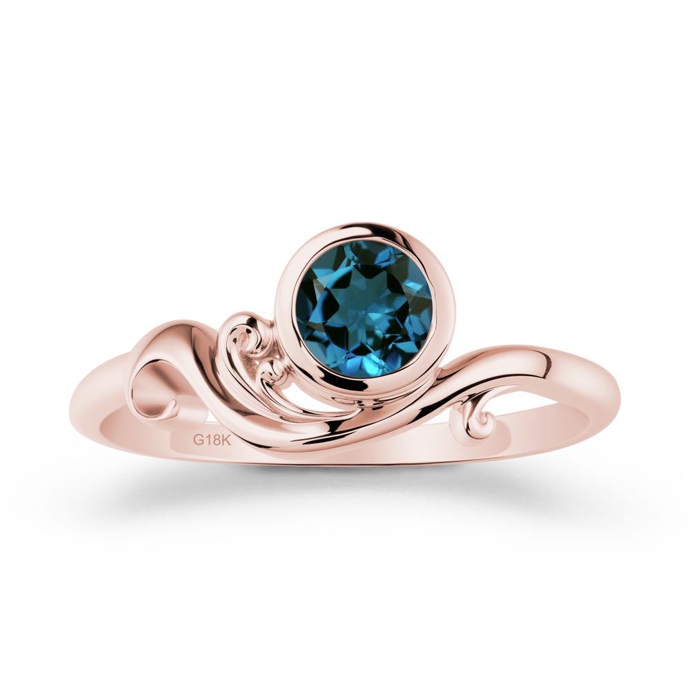 London Blue Topaz Ring with Bezel Setting - LUO Jewelry #metal_18k rose gold