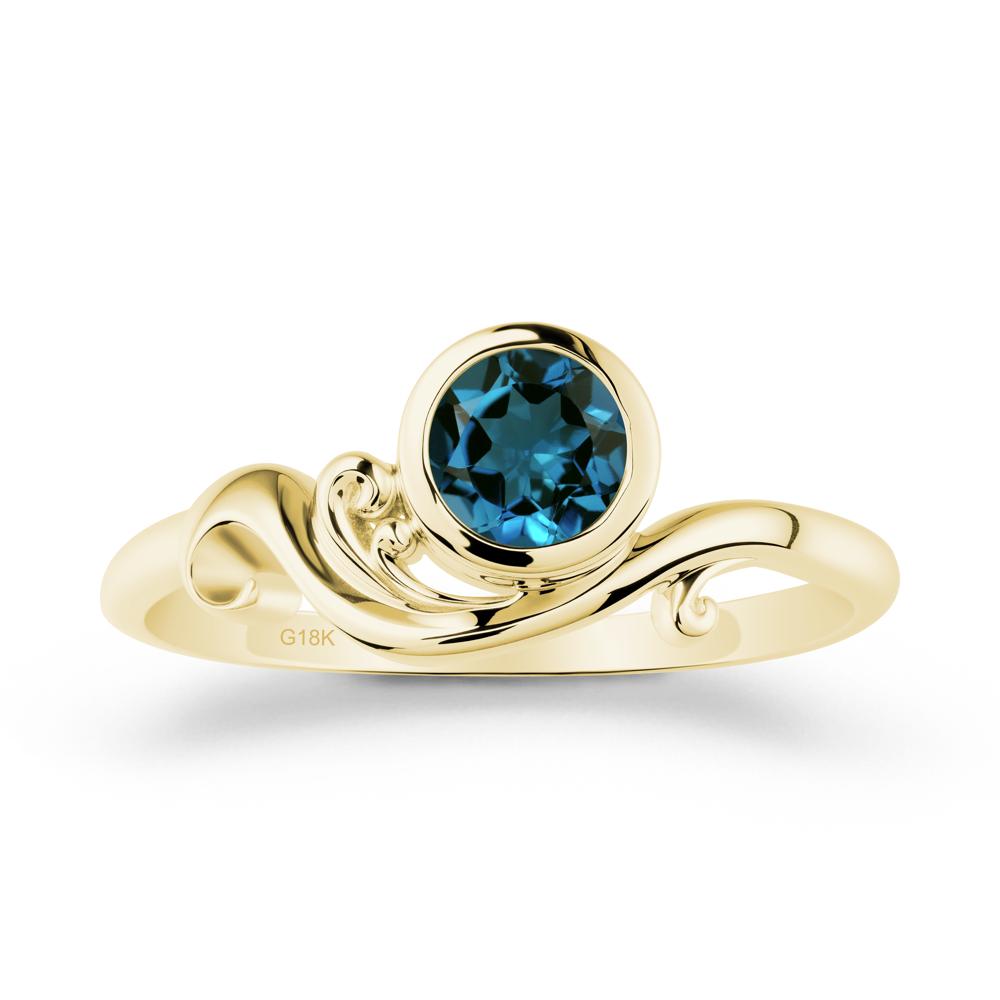 London Blue Topaz Ring with Bezel Setting - LUO Jewelry #metal_18k yellow gold