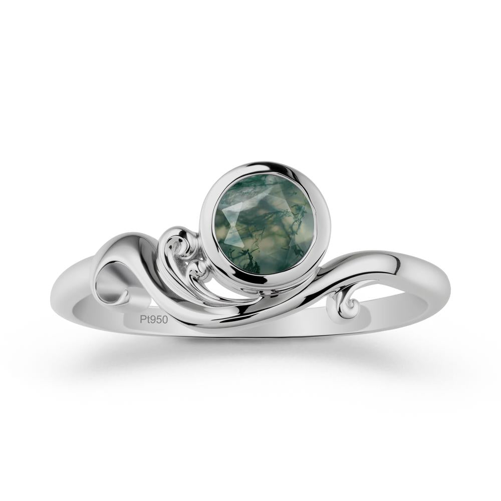 Unique Moss Agate Wave Ring - LUO Jewelry #metal_platinum