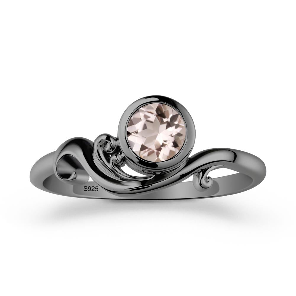 Morganite Ring with Bezel Setting - LUO Jewelry #metal_black finish sterling silver