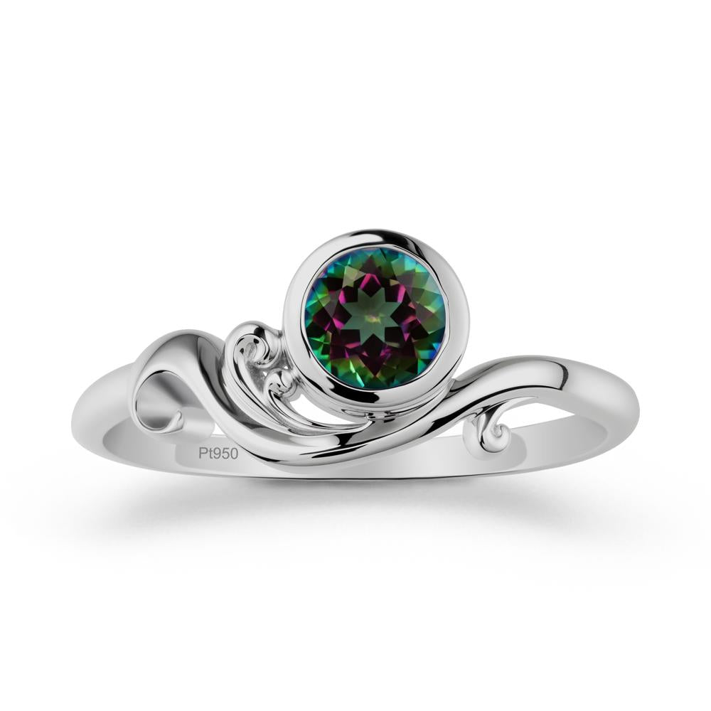 Unique Mystic Topaz Wave Ring - LUO Jewelry #metal_platinum
