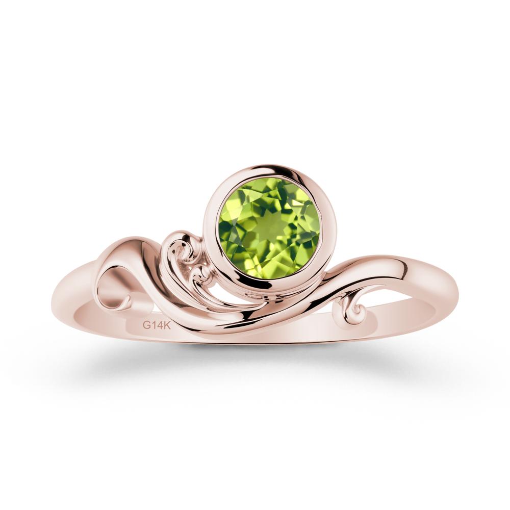 Peridot Ring with Bezel Setting - LUO Jewelry #metal_14k rose gold