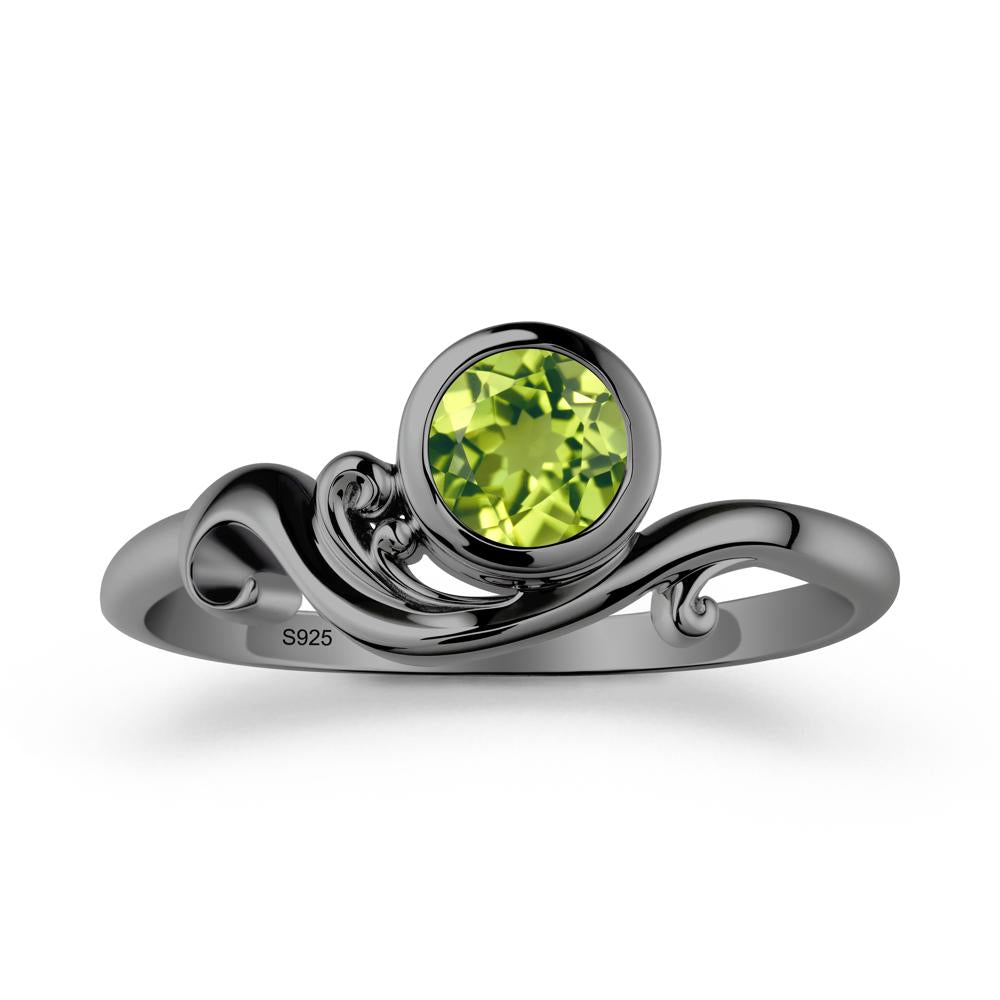 Peridot Ring with Bezel Setting - LUO Jewelry #metal_black finish sterling silver
