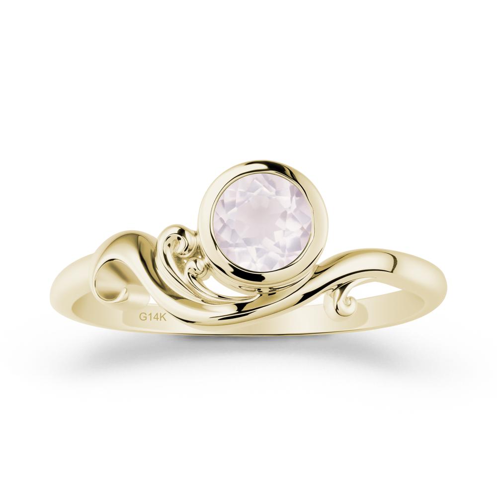 Unique Rose Quartz Wave Ring - LUO Jewelry #metal_14k yellow gold