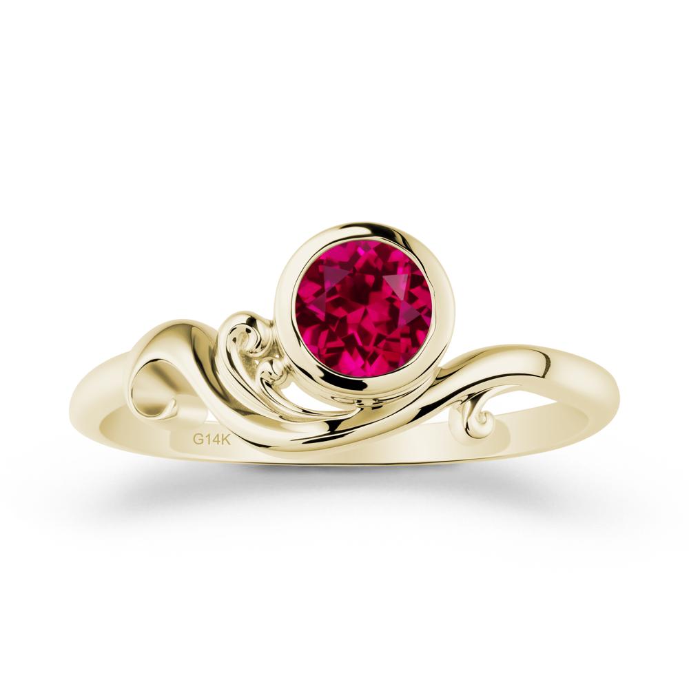 Ruby Ring with Bezel Setting - LUO Jewelry #metal_14k yellow gold