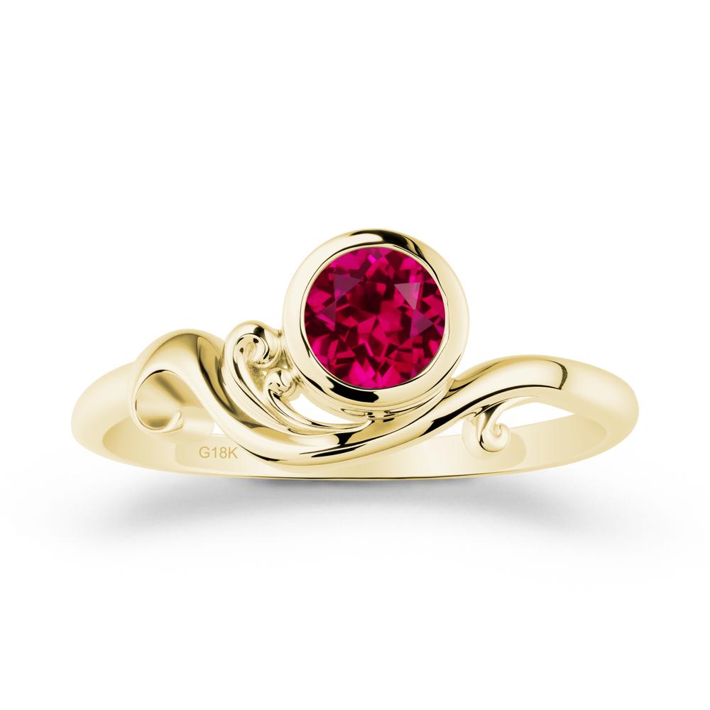 Ruby Ring with Bezel Setting - LUO Jewelry #metal_18k yellow gold