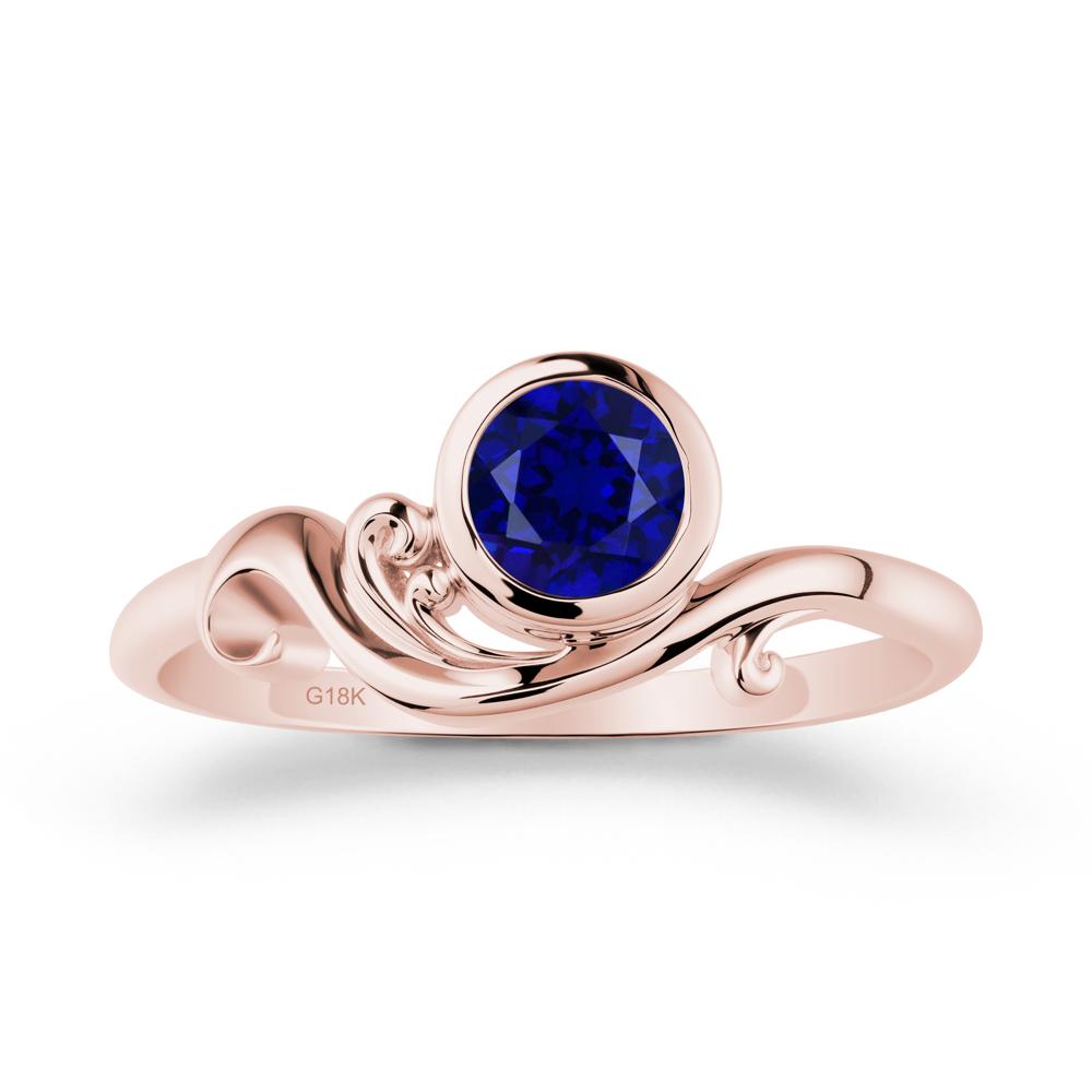 Unique Sapphire Wave Ring - LUO Jewelry #metal_18k rose gold