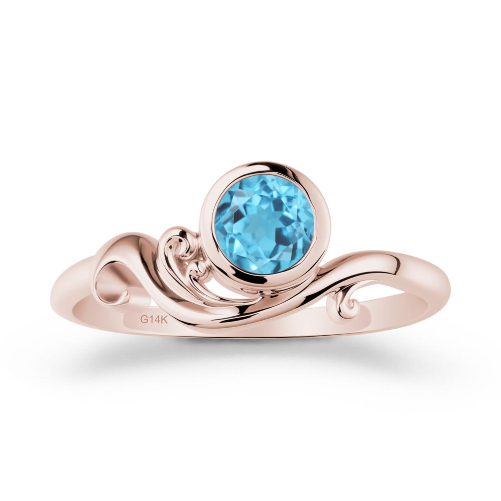 Swiss Blue Topaz Ring with Bezel Setting - LUO Jewelry #metal_14k rose gold