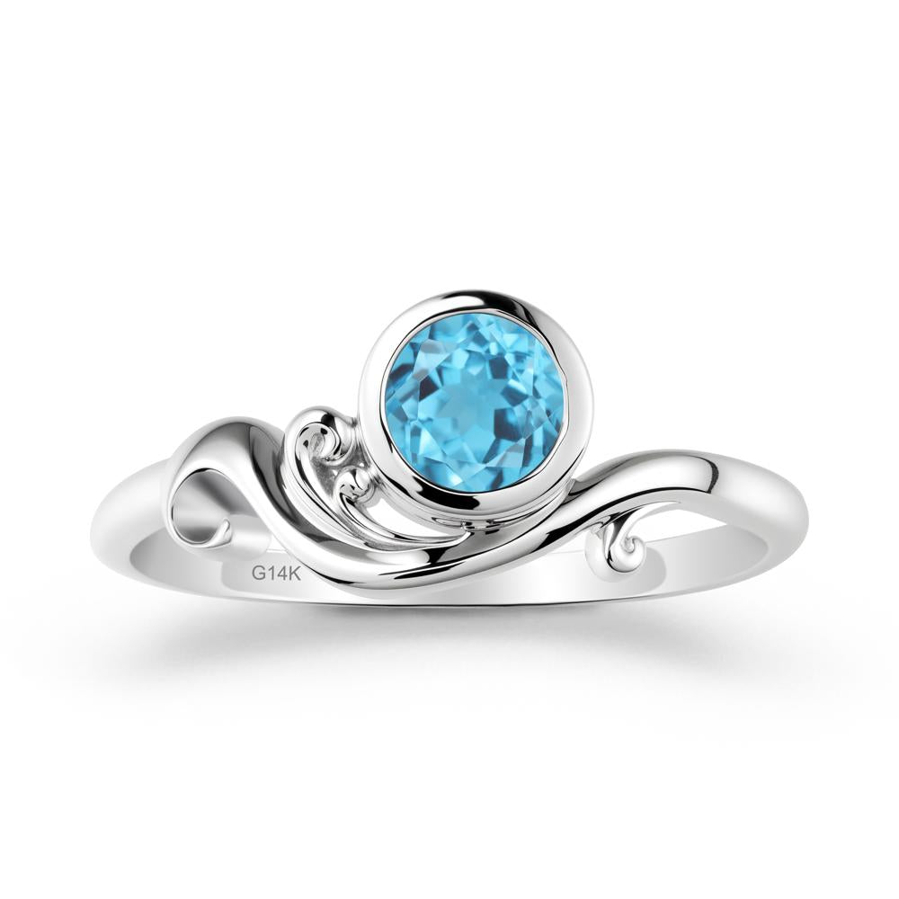 Swiss Blue Topaz Ring with Bezel Setting - LUO Jewelry #metal_14k white gold