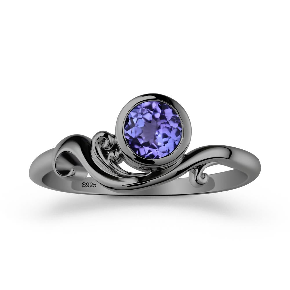 Unique Tanzanite Wave Ring - LUO Jewelry #metal_black finish sterling silver