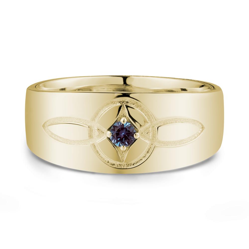 Celtic Knot Alexandrite Man Ring - LUO Jewelry #metal_14k yellow gold