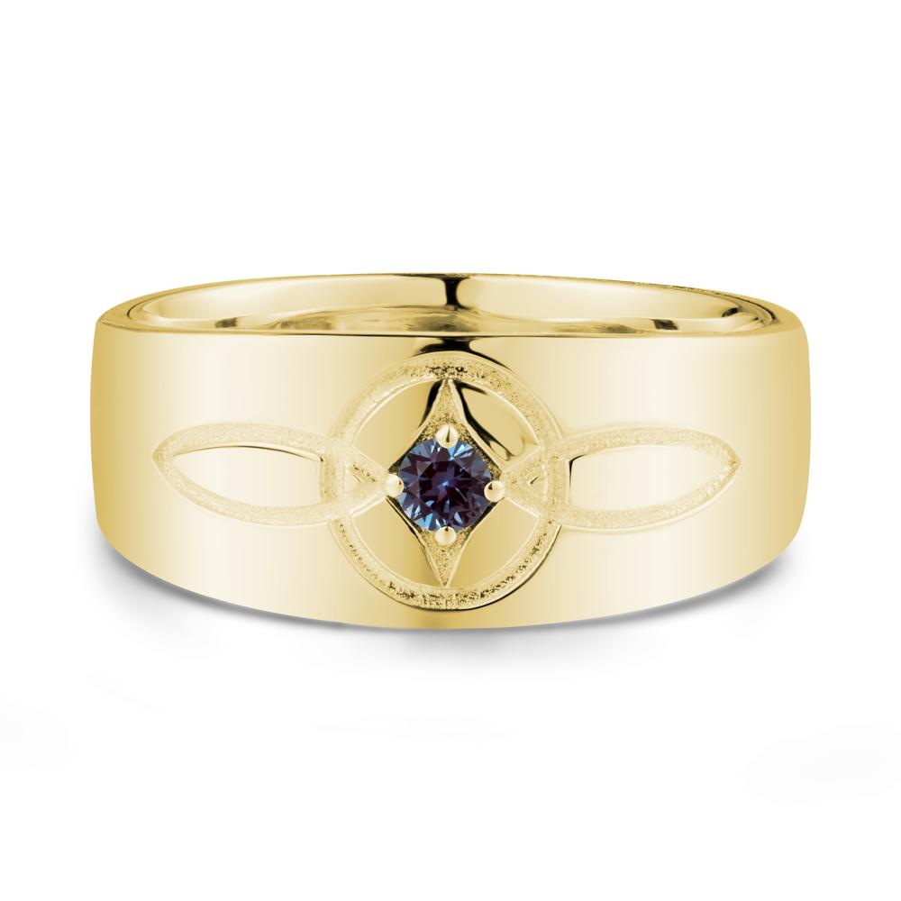 Celtic Knot Alexandrite Man Ring - LUO Jewelry #metal_18k yellow gold