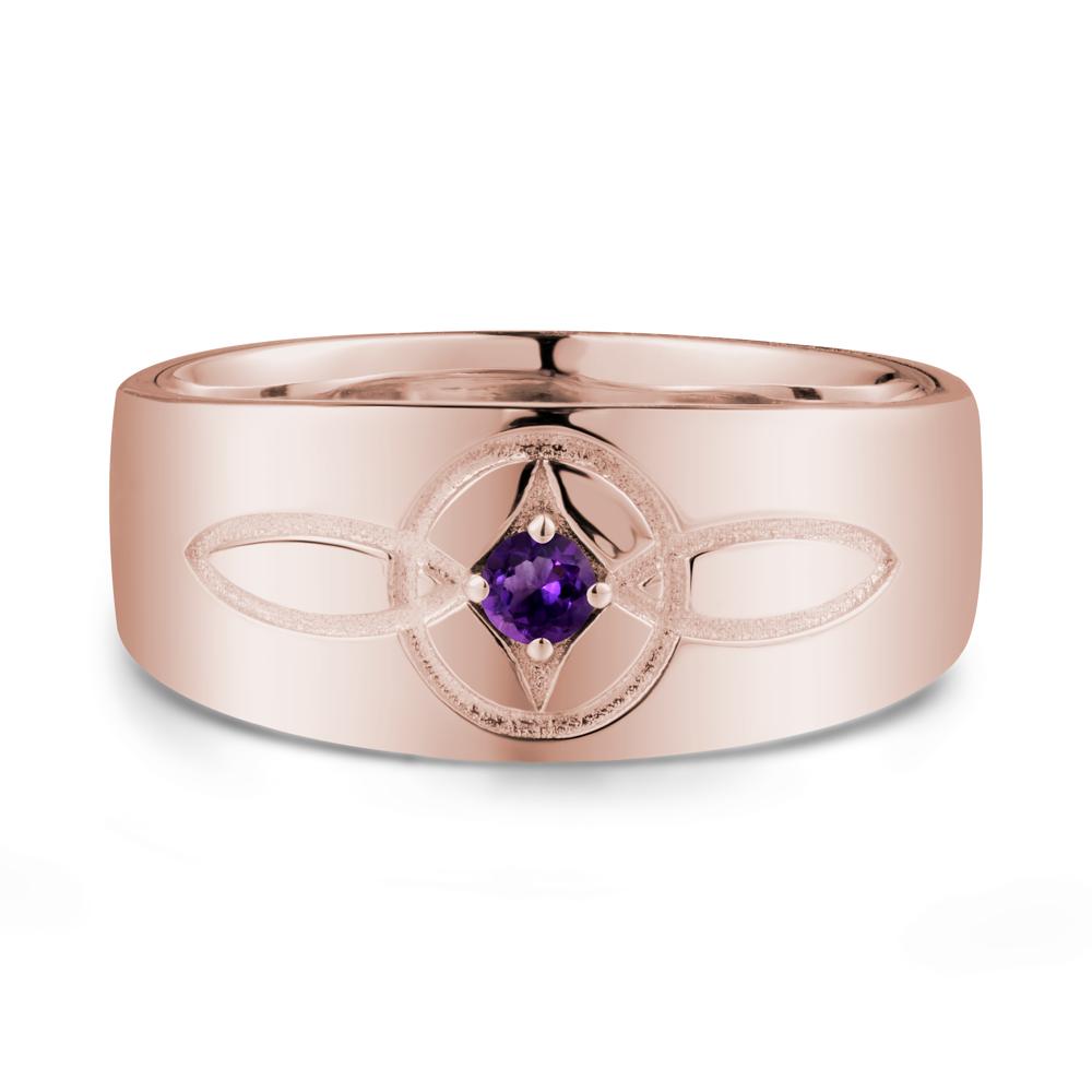 Wide Band Amethyst Ring with Celtic Knot - LUO Jewelry #metal_14k rose gold