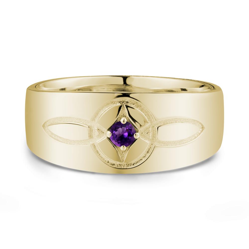 Wide Band Amethyst Ring with Celtic Knot - LUO Jewelry #metal_14k yellow gold